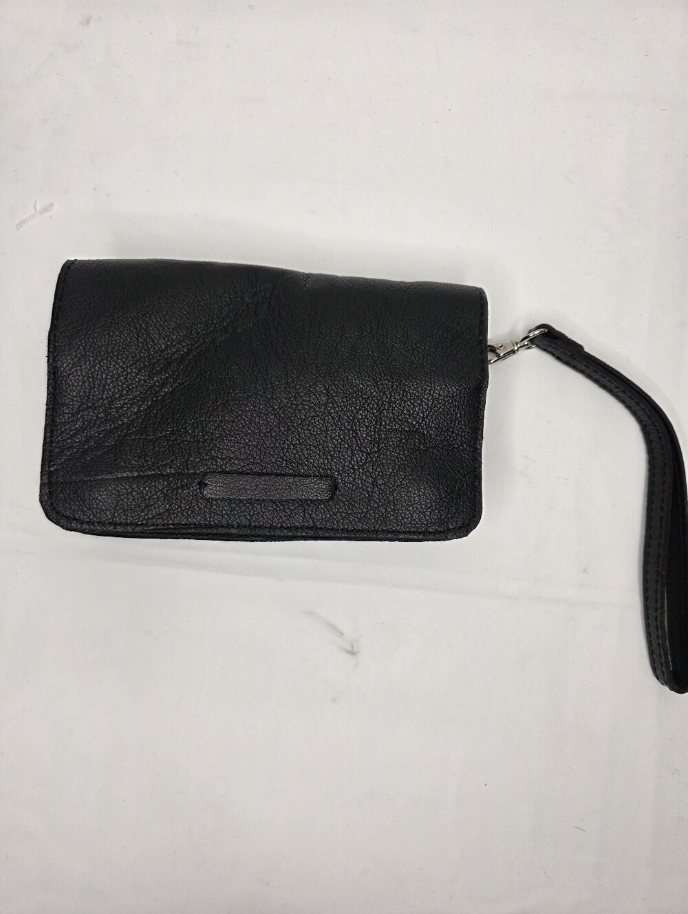 Black Pebbled Leather Wallet Clutch Wristlet Red Snakeskin Accent Pocket